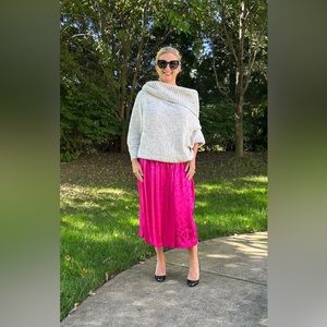 Vintage Carolyne Barton Silk Midi Skirt